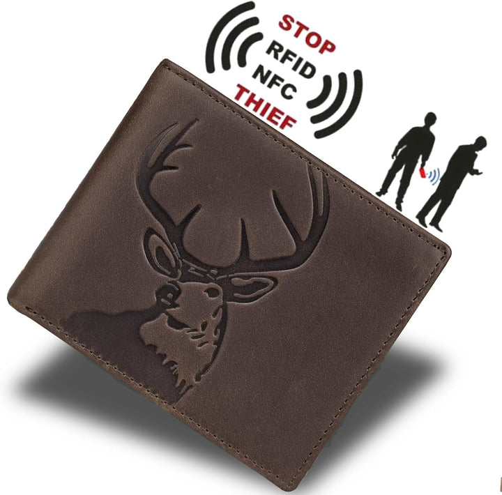 DK86 Cartera de cuero genuino para hombre, billetera biplegable con...