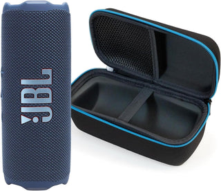 JBL Flip 7 (Azul) + Paquete con funda protectora rígida divvi! (Negro)