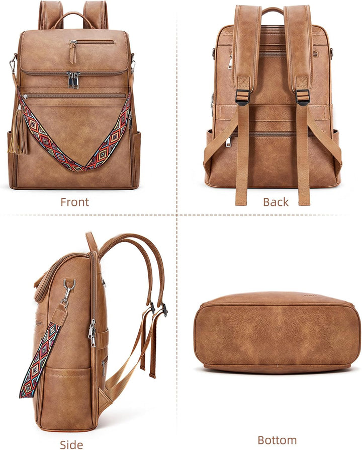 SYTRAH - Mochila de cuero para laptop para mujer, bolso de laptop d...