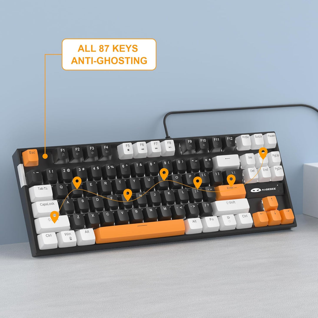MageGee Teclado mecánico 75% para juegos, interruptor marrón, retro...