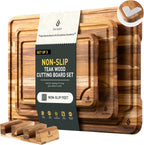 Juego de 3 tablas de cortar de teca para cocina, tablas de madera no tóxicas