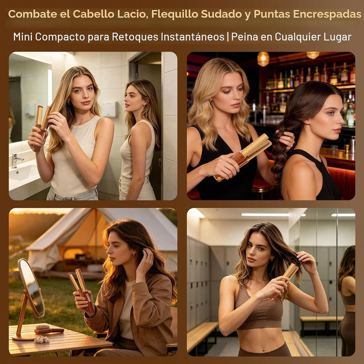 HUAJUN 2-in-1 Cordless Mini Travel Hair Straightener Curler Flat Ir...
