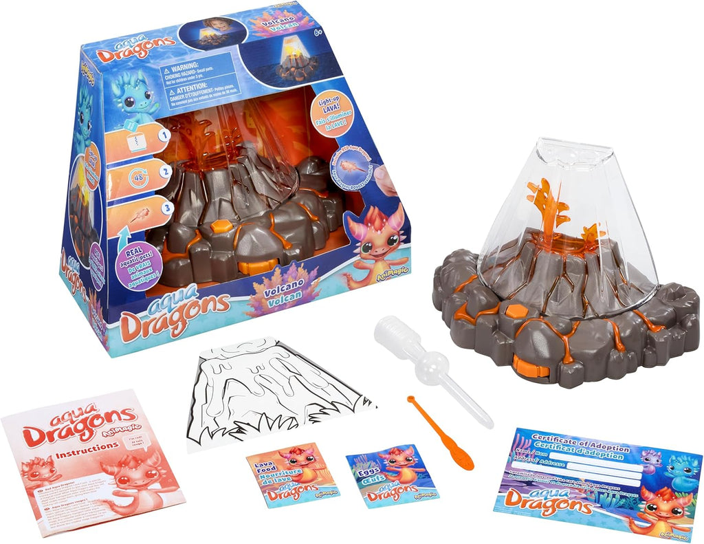 Animagic Aqua Dragons Volcano | Construye un ecosistema acuático, mira cómo las mascotas prehistóricas eclosionan y crecen | Kit de ciencia con tanque de luz LED | Incluye dragones acuáticos rojos exclusivos | A partir de 6 años
