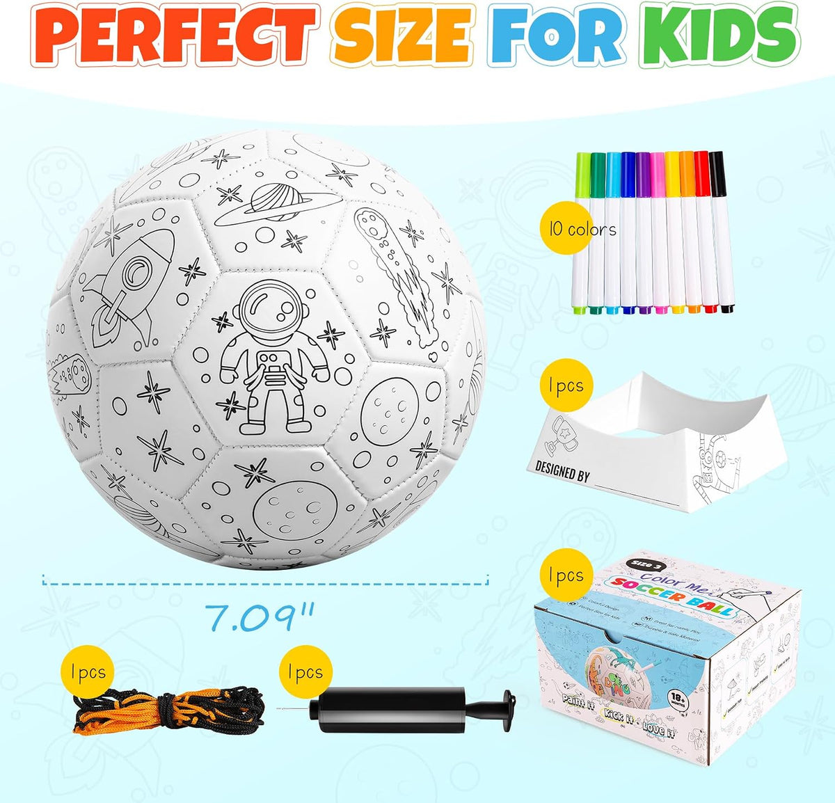 EVERICH TOY - Pinta tu propia pelota de fútbol, juguetes de astronauta, regalo de fútbol para niños