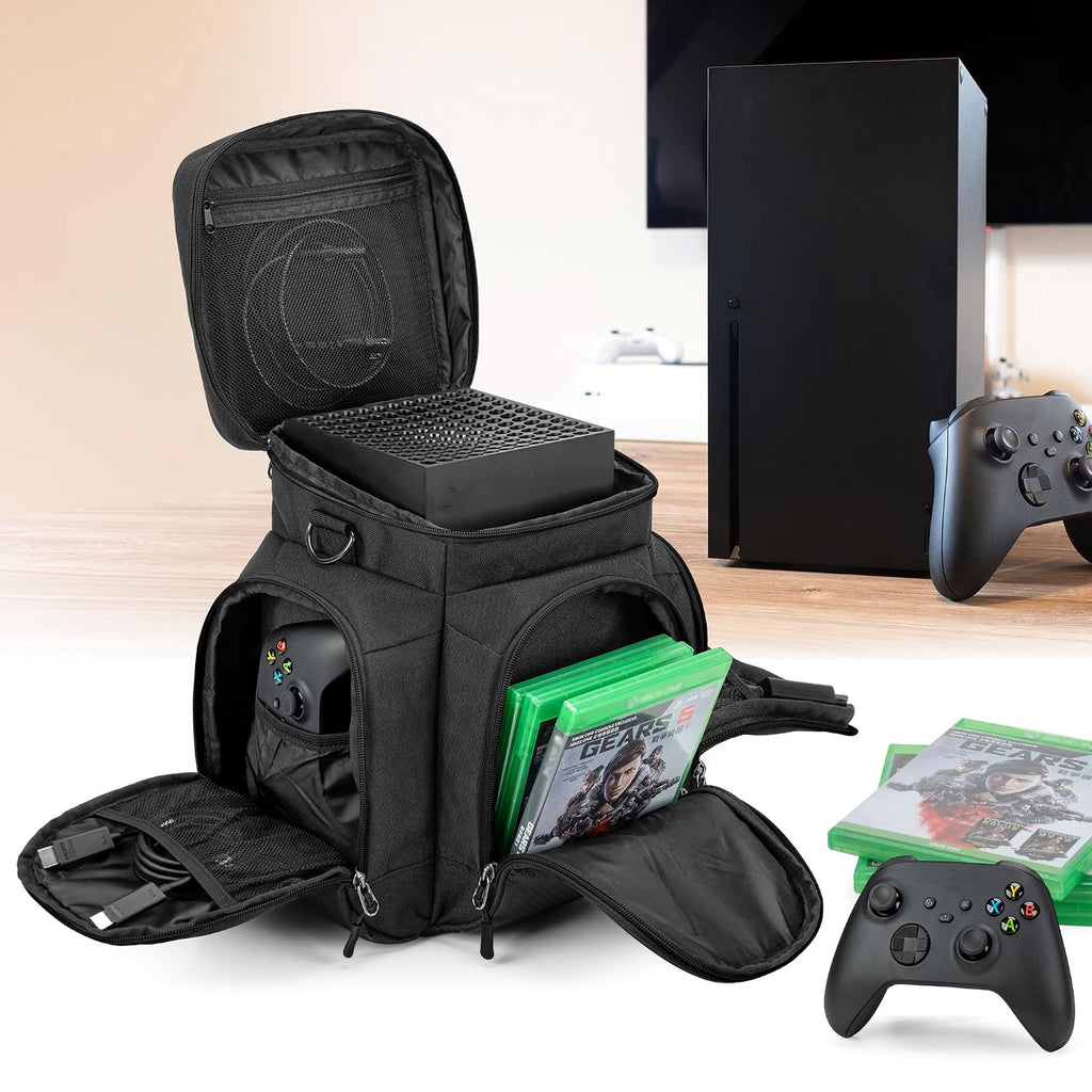 Trunab - Funda de transporte compatible con Xbox Series X, bolsa de juegos de viaje, color negro