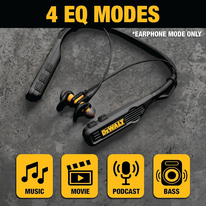 DEWALT Auriculares Bluetooth de Banda para el Cuello 2 en 1 Edición...