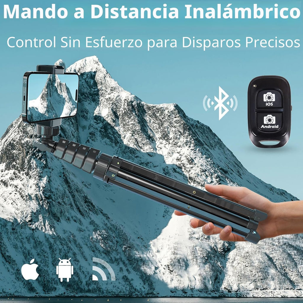 UBeesize - Trípode de teléfono de 67" y bastón para selfies, soporte de trípode de cámara con control remoto inalámbrico y soporte para teléfono, compatible con iPhone y teléfono Android, perfecto
