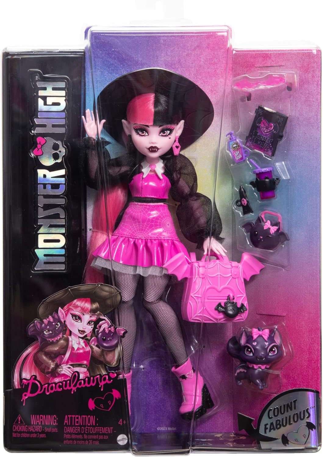 Muñeca Monster High Draculaura con Murciélago-Gato Mascota Conde Fa...