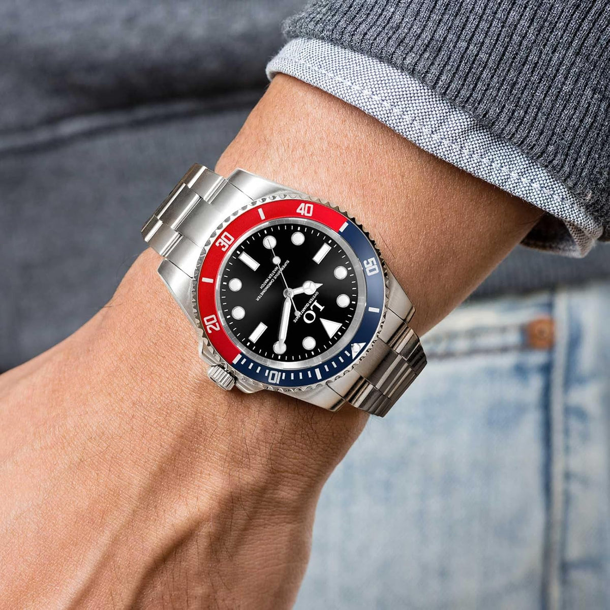 LO Reloj Oyster para hombre, cronógrafo analógico, de cuarzo, acero inoxidable, impermeable, cristal de zafiro, regalo de lujo, simple y casual