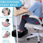 Lámpara Reposapiés para debajo del escritorio, reposapiés ergonómico de oficina con 3 alturas ajustables, reposapiés de espuma viscoelástica de alta densidad para el hogar, viajes, avión con funda lavable