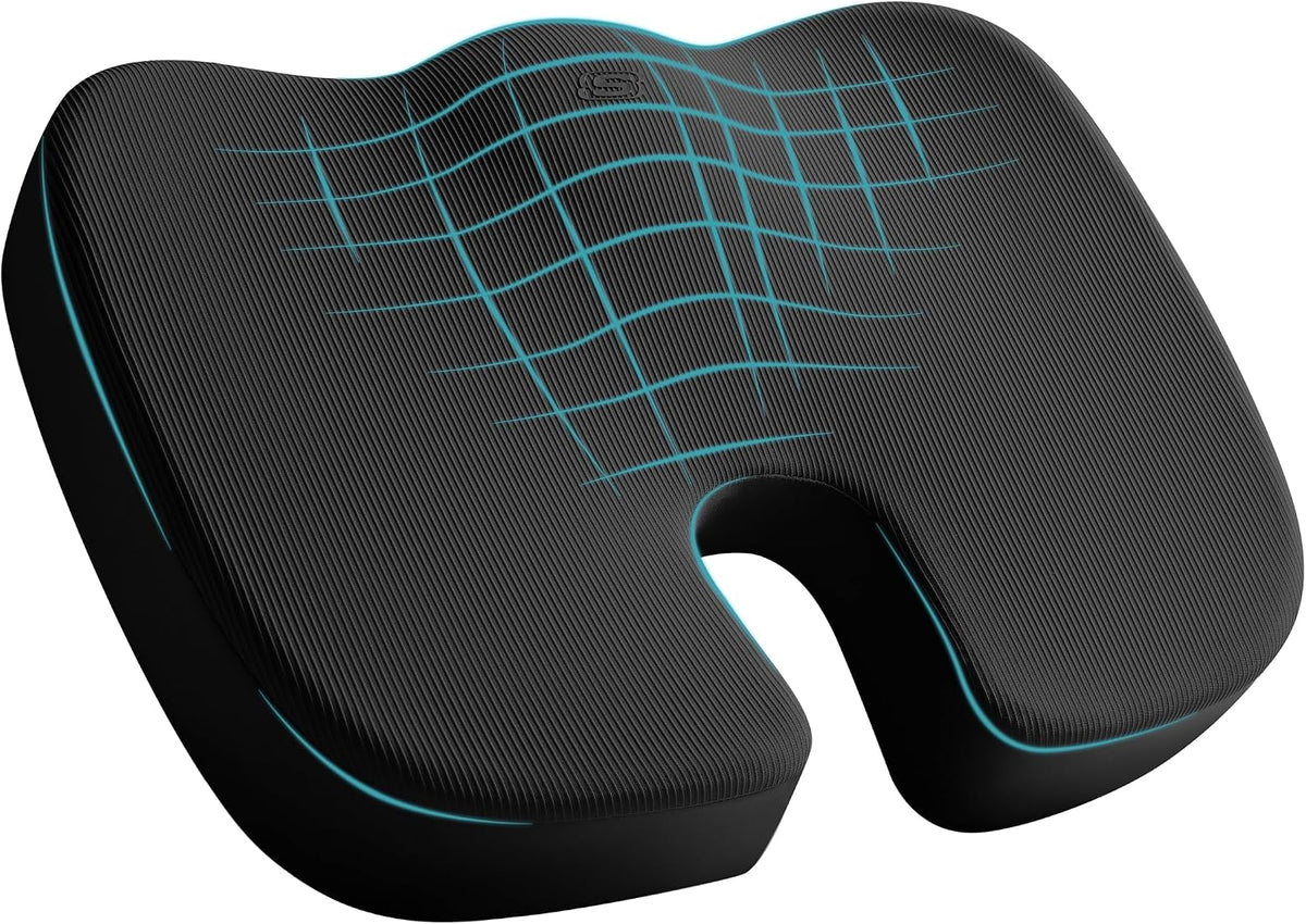 Skechers Cojín de Espuma Viscoelástica para Asiento, Cojín para Silla de Oficina para Alivio del Dolor de Coxis, Almohada para Glúteos para Silla de Oficina, Cojín para Asiento de Coche, Escritorio de