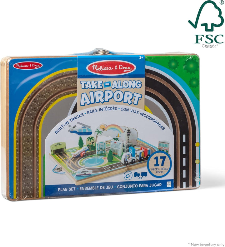 Melissa &amp; Doug Juego de aeropuerto para llevar, vehículos, pist...