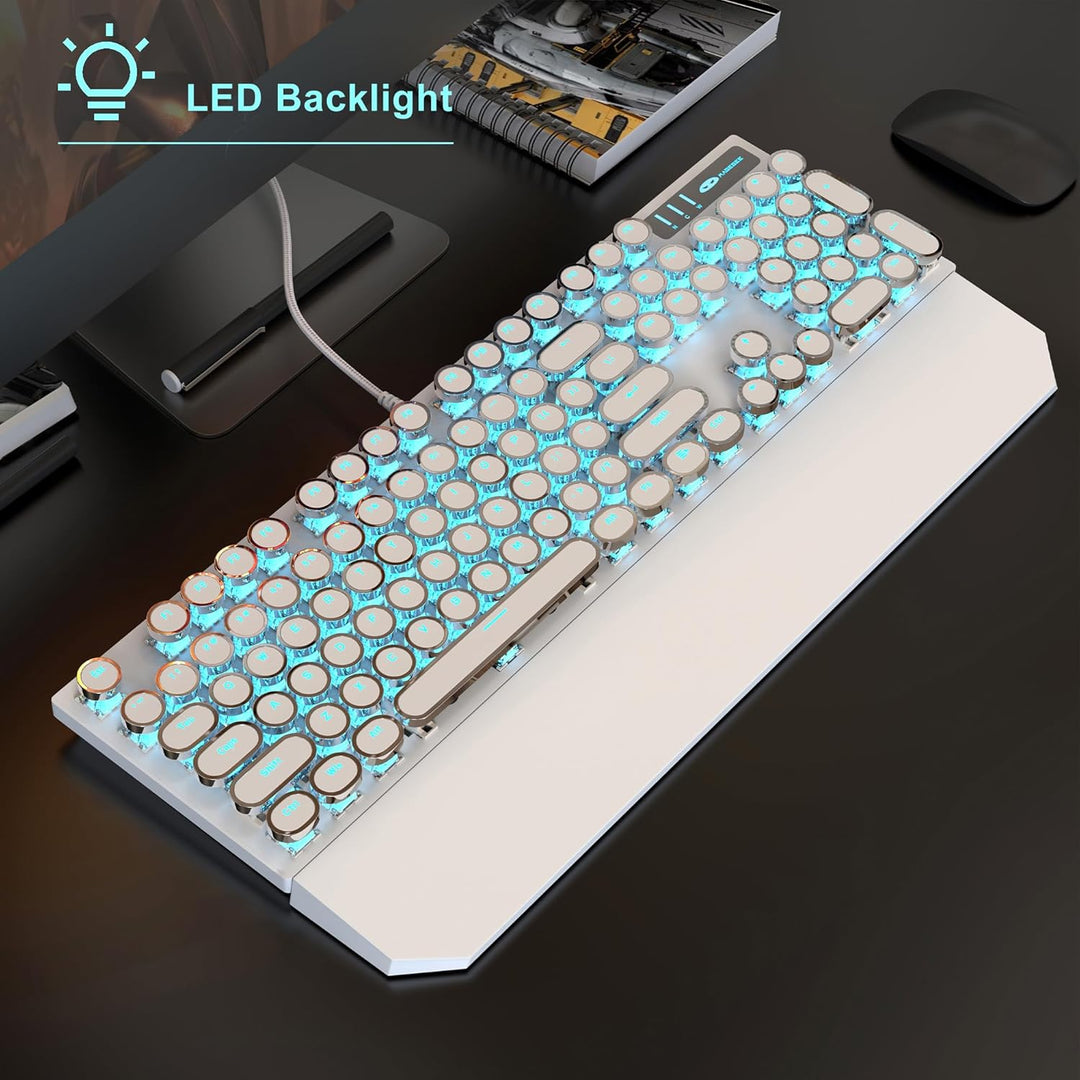 Teclado mecánico para juegos estilo máquina de escribir MageGee, te...