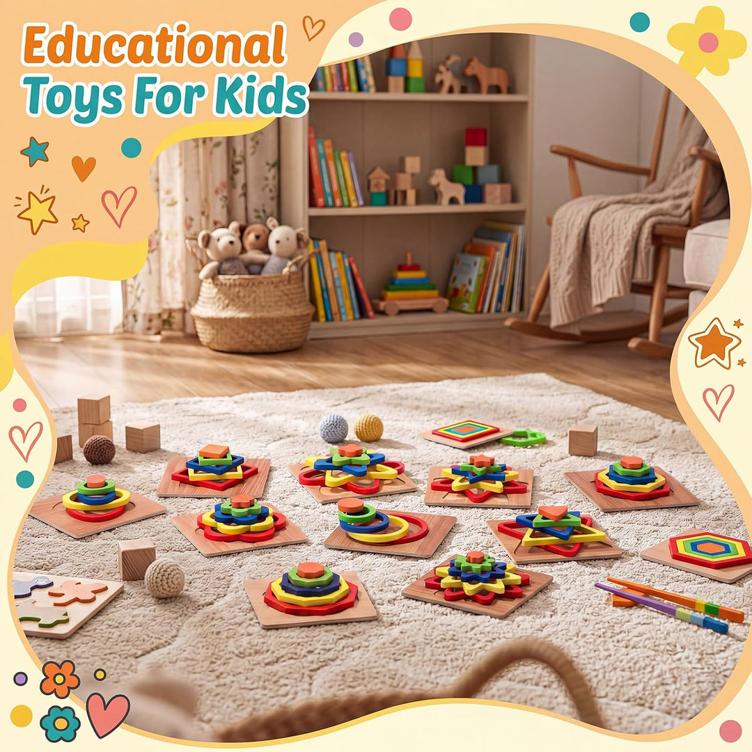 Teyva Daily Paquete de 10 juguetes Montessori, rompecabezas de made...