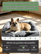 Spotted Play - Cama ortopédica para perros con laterales - Sofás para perros medianos, sofá de espuma de apoyo con funda extraíble y lavable, forro impermeable y fondo antideslizante, gris - M