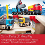 BRIO World Rail & Road - Juego de tren de madera con certificación FSC de 32 piezas y accesorios - Auto grúa especial, plataforma plana, pistas y más - Funciona con todos los juegos de ferrocarriles