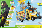 Fortnite Battle Bus - Vehículo de 14 pulgadas con globo inflable, luces y sonidos, colores únicos, ruedas rodantes, figura de 4 pulgadas y código para artículo virtual adicional