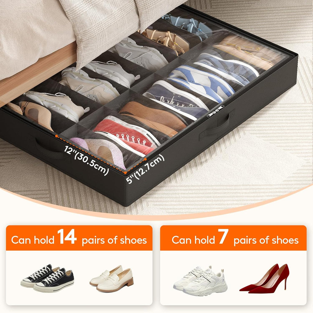 Lifewit - Contenedor organizador de zapatos debajo de la cama, paquete de 2