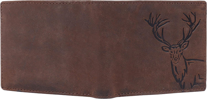 LONDON ALLEY Cartera de cuero marrón vintage de alce para hombre, M...