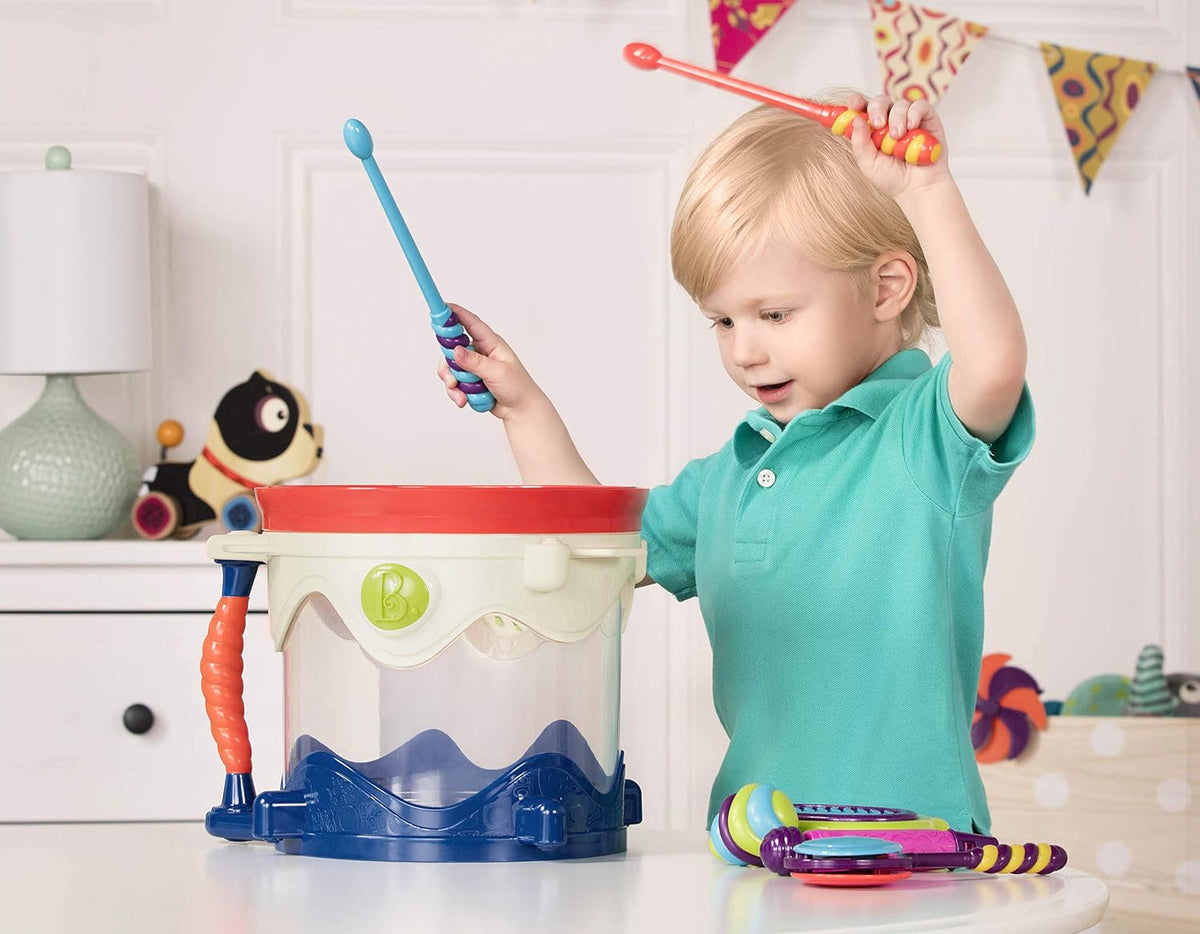 B. toys Kids Set, Drumroll Please! 7-Piece Portable Music Kit, B. Drumroll
