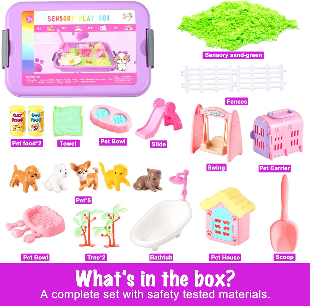 Pet Sensory Bin, Dog & Cat Sand Box Play Sand Kit, Sensory Toys