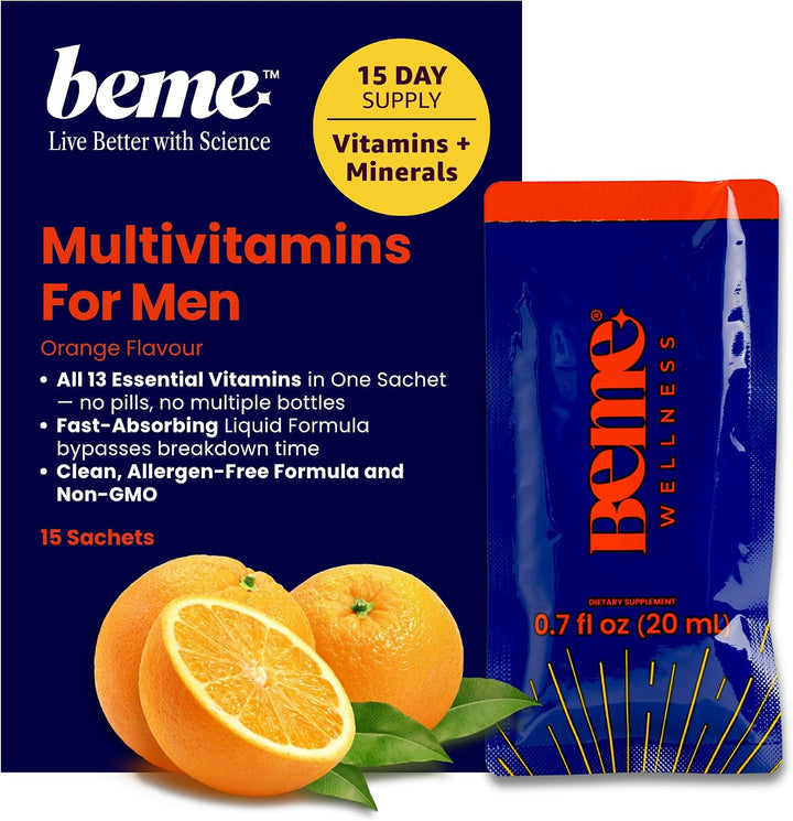 BeMe Multivitaminas líquidas para hombres, sistema avanzado de sumi...