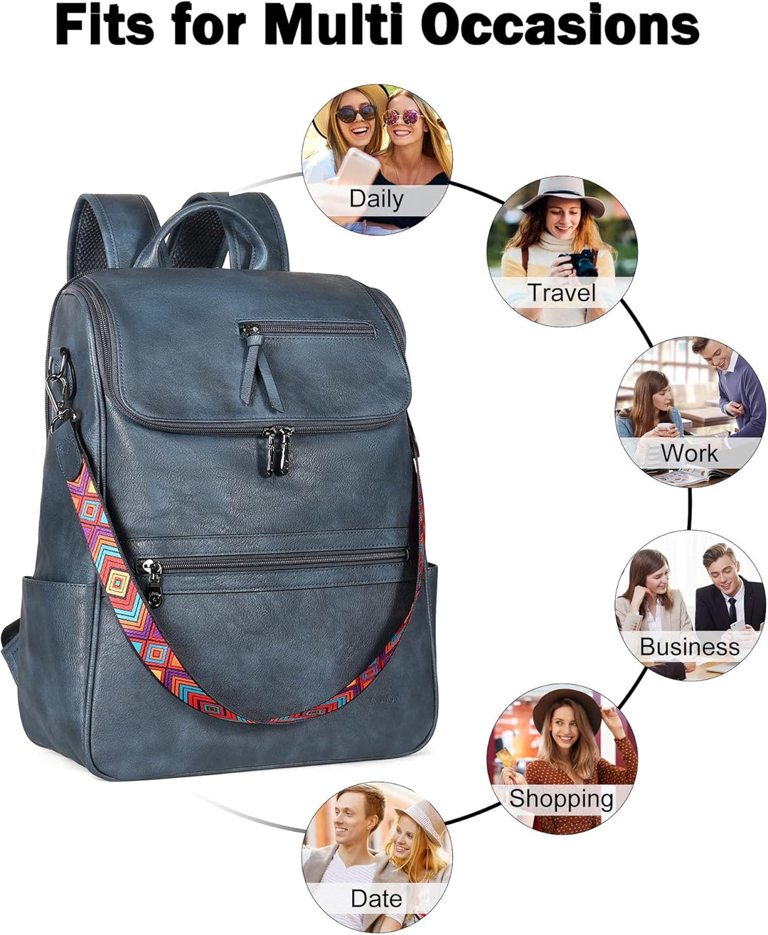 FADEON Mochila para computadora portátil para mujer, mochila de via...