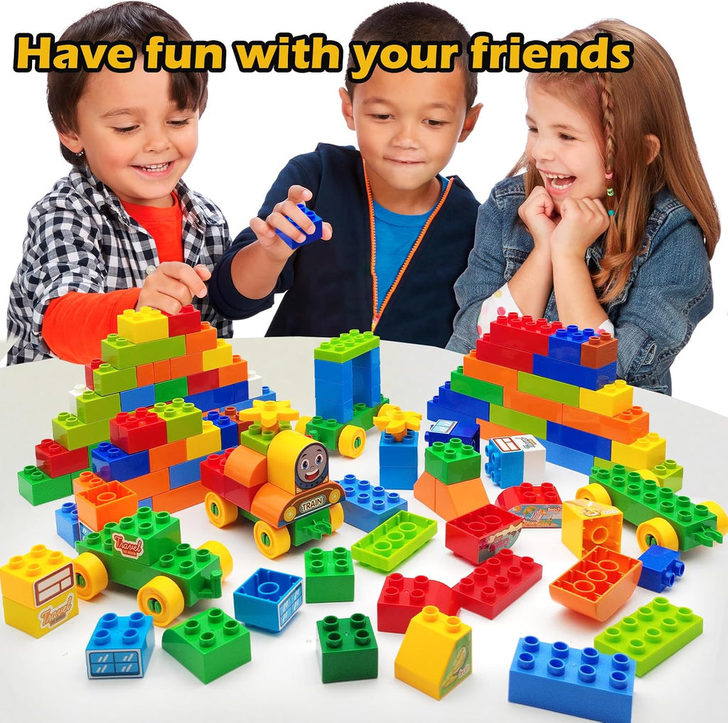CONVENTEJOY Juego de bloques de construcción clásicos de 150 piezas para niños pequeños de 3 a 6 años, juguete educativo de tren de ladrillos de construcción grandes, juguetes STEM compatibles con las