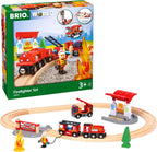 BRIO World Rescue - Juego de bomberos de 18 piezas con certificación FSC y accesorios, motor de tren de bomberos con luces y sonido, pistas de madera y más, funciona con todos los juegos de trenes de madera, a partir de 3 años