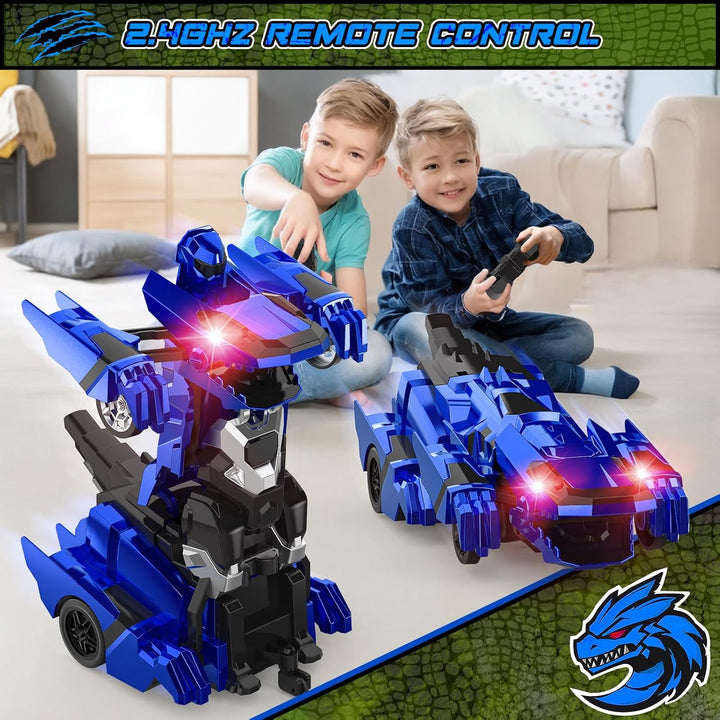 Kroyedfuw Coches RC Transformables de Dinosaurio, Coche de Control...