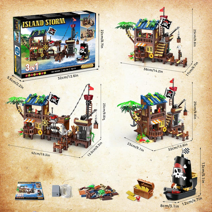 HOGOKIDS Juego de construcción de casa de barco pirata con
