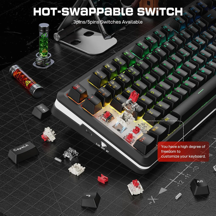 Redragon K713 Teclado mecánico inalámbrico, teclado para juegos RGB...