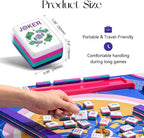 American Mahjong - Juego de azulejos de 160 azulejos acrílicos con 4 estantes y empujadores de azulejos Mahjong todo en uno, 12 diseños del zodiaco, colores de 4 capas, 100 fichas, 3 dados