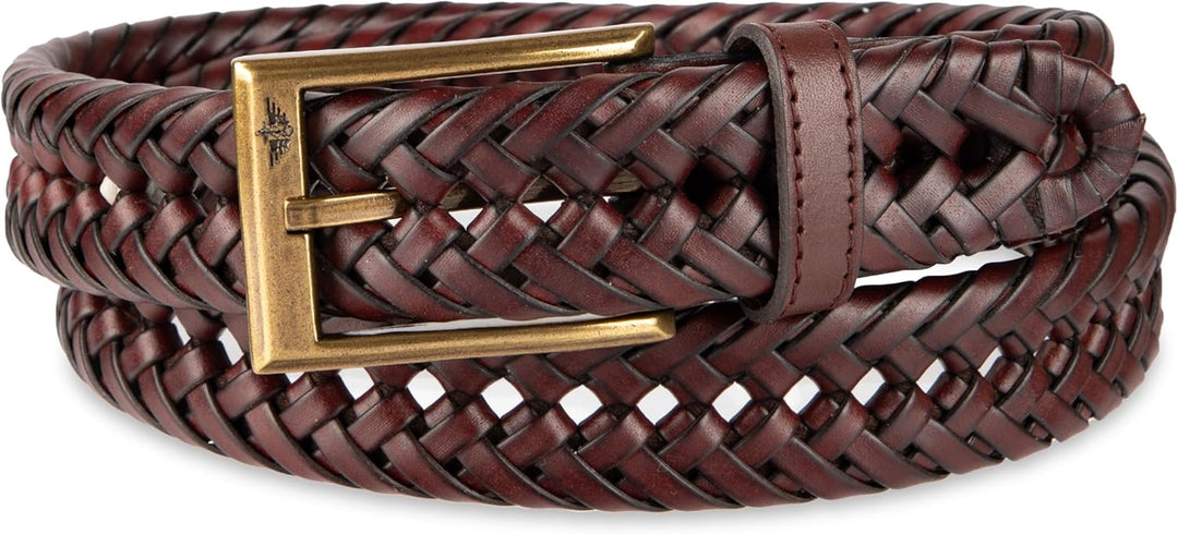 DOCKERS Cinturón de cuero trenzado para hombre, correa casual total...