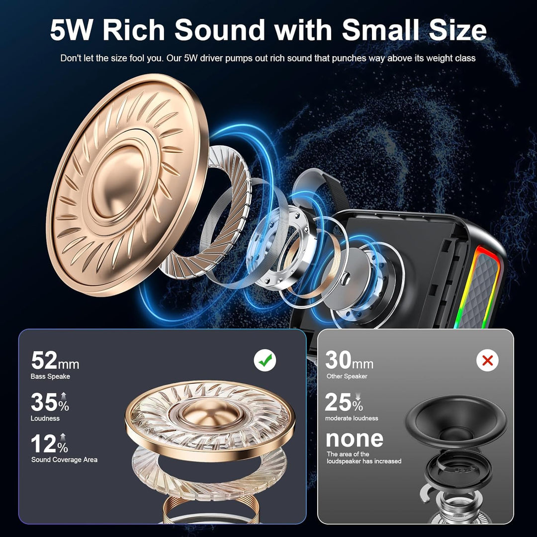 KASOHQEE Altavoz Bluetooth portátil con luces RGB, altavoz inalámbr...