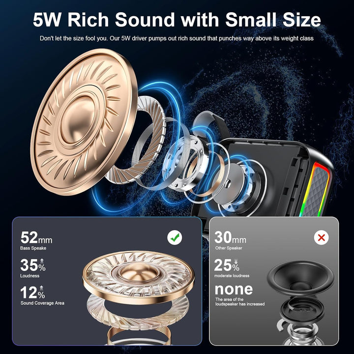KASOHQEE Altavoz Bluetooth portátil con luces RGB, altavoz inalámbr...