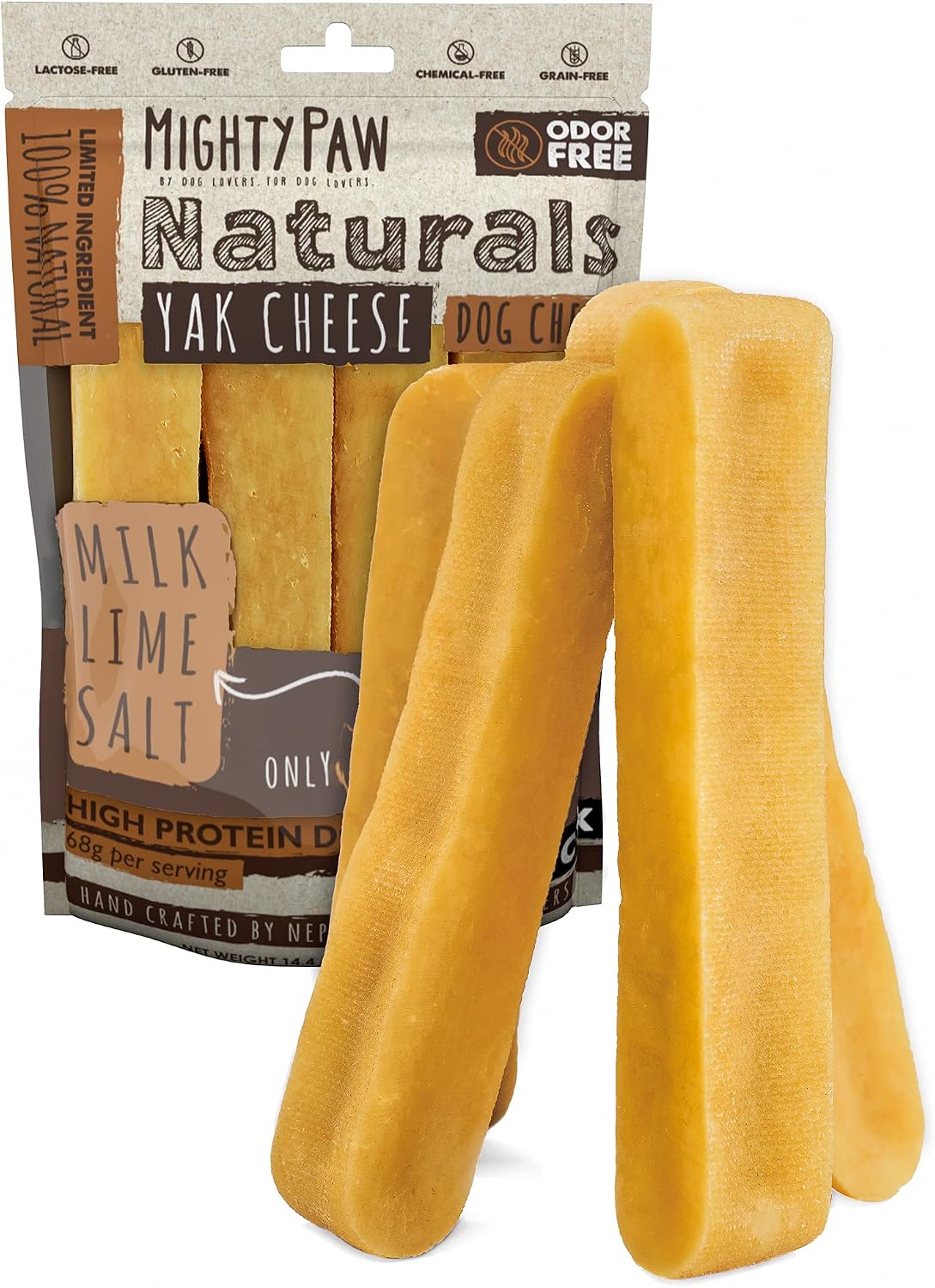 Mighty Paw Yak Chews, masticable duro de larga duración para perros grandes