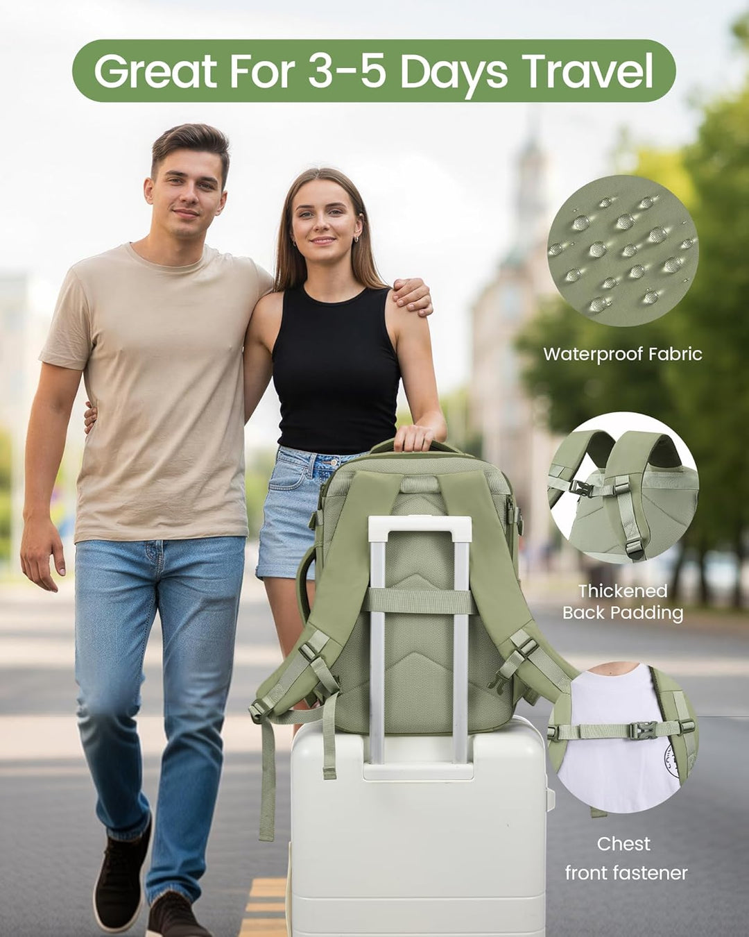 LOVEVOOK Mochila de viaje de 40 L para mujeres y hombres, mochila d...