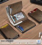 BULLIANT Billetera de cuero para hombre, tarjetero con clip para di...