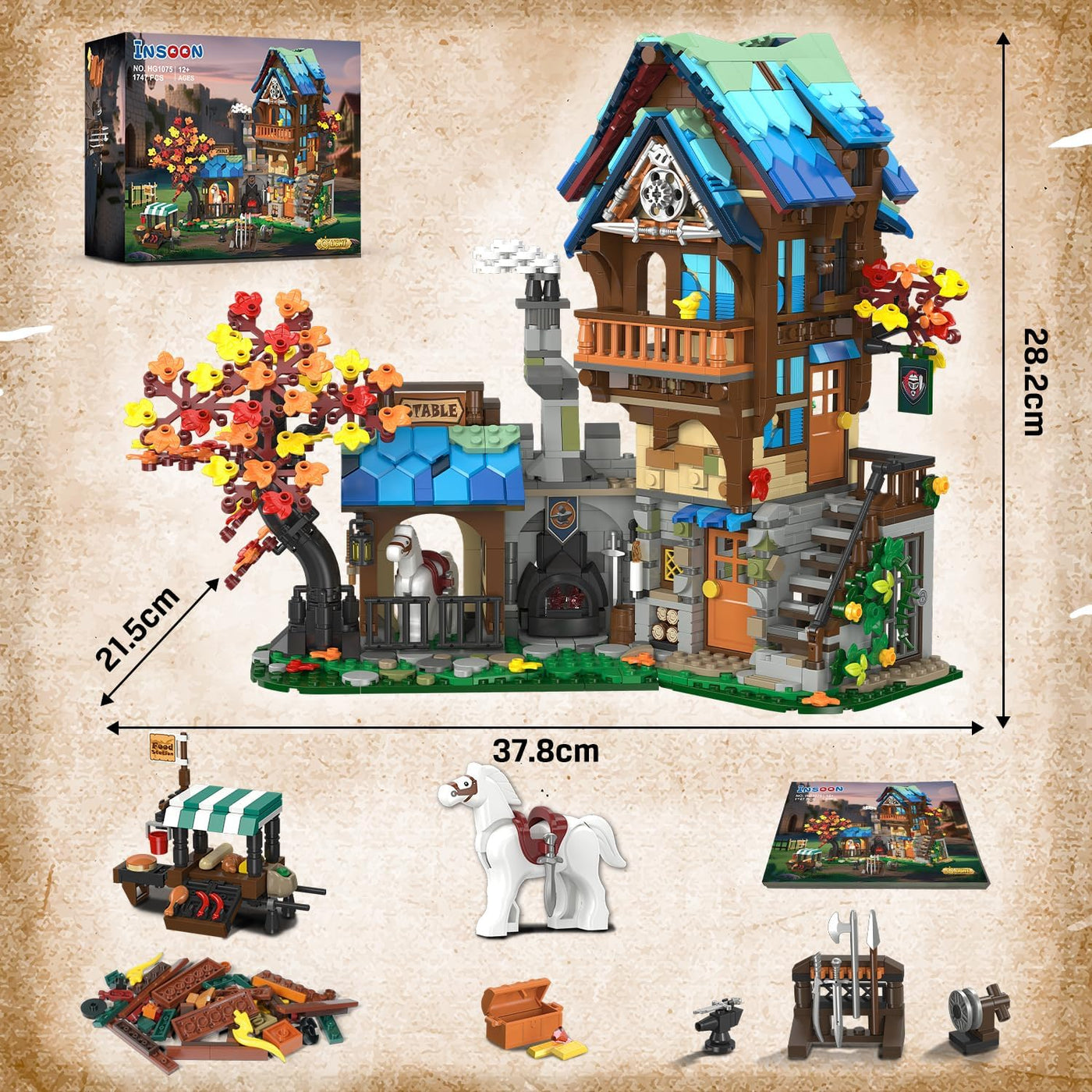Juego de construcción medieval para adultos arquitectura