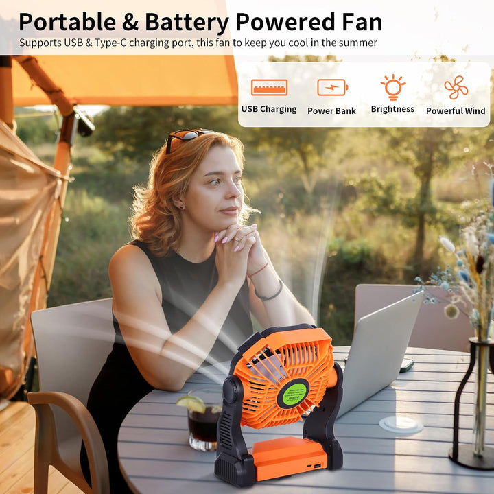 TDLOL Ventilador portátil a batería recargable, ventilador de campi...