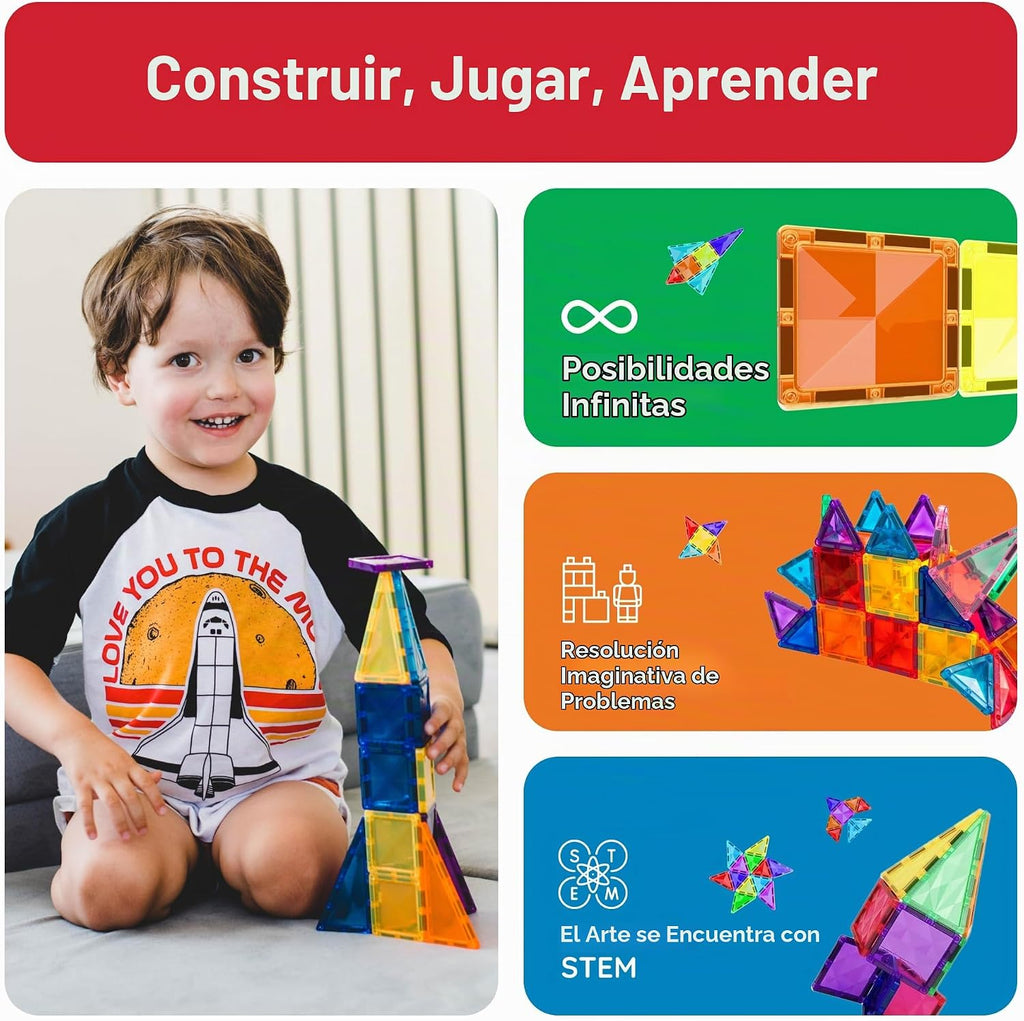 PicassoTiles 120 piezas de fichas magnéticas de tamaño mini, juguetes magnéticos de la serie diamante, juego de bloques de construcción sensorial, aprendizaje STEM, tamaño de viaje, juguete educativo