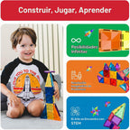 PicassoTiles 120 piezas de fichas magnéticas de tamaño mini, juguetes magnéticos de la serie diamante, juego de bloques de construcción sensorial, aprendizaje STEM, tamaño de viaje, juguete educativo