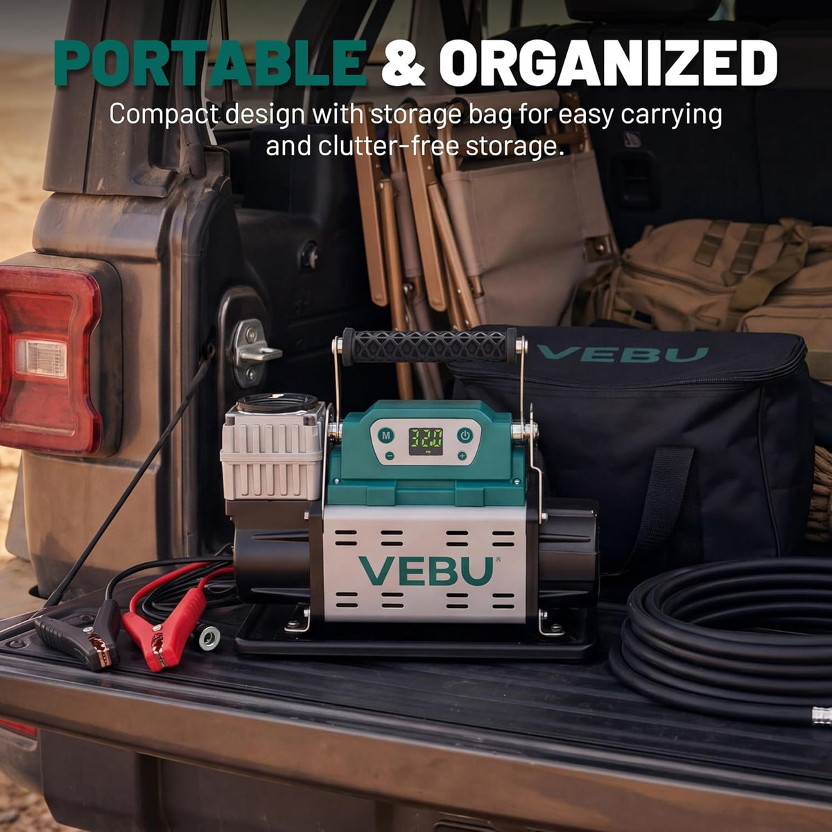 VEBU Compresor de aire RV Inflador de neumáticos de 12 V, 150 PSI c...