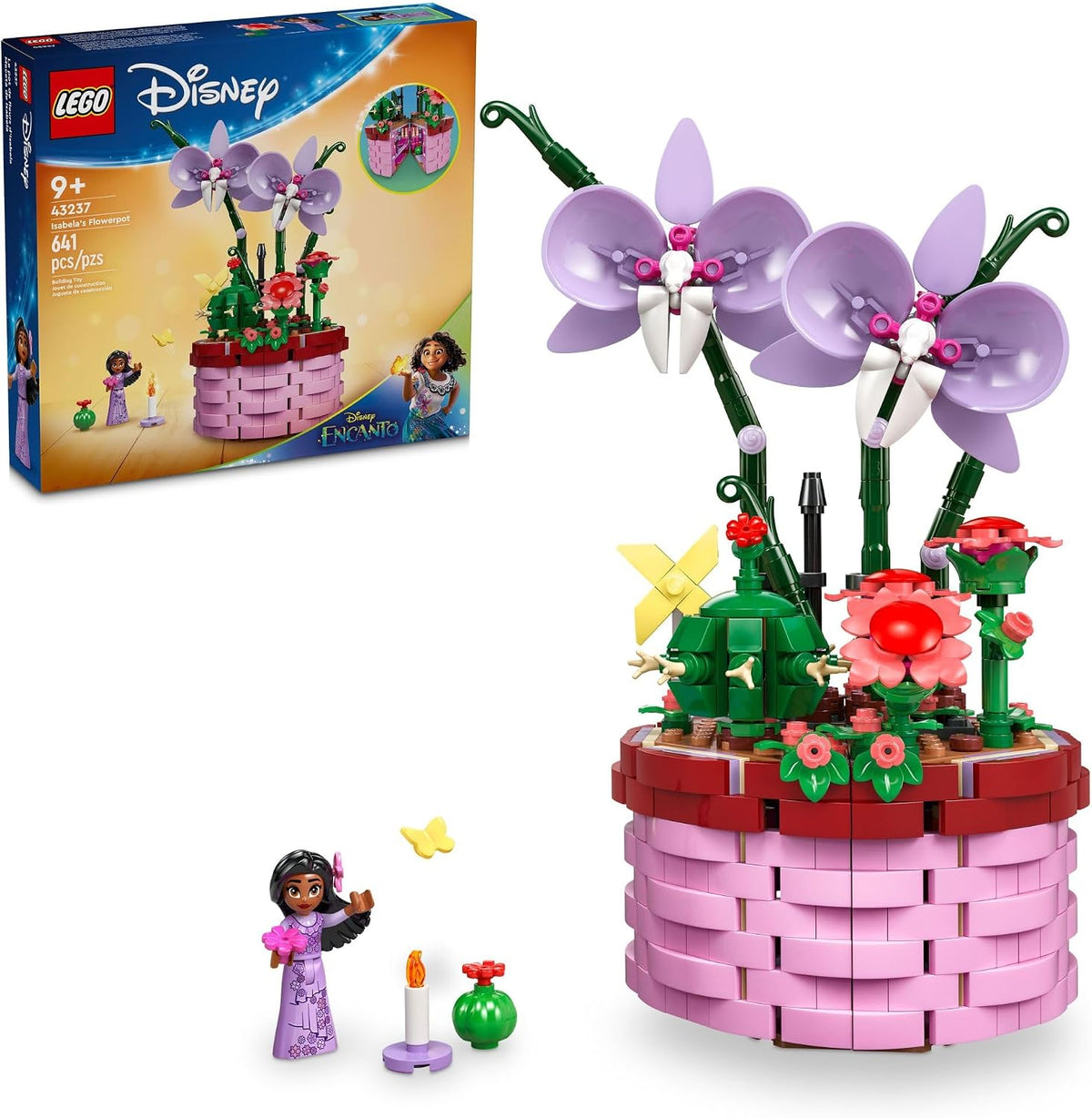 LEGO Disney Encanto Isabela's Flowerpot, juguete de flor de orquídea construible para niños con mini-muñeca de Disney Encanto, juguete para jugar y exhibir, regalo divertido para niñas y niños de 9 años, 43237