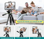 JOILCAN Trípode para Teléfono, Soporte de Trípode de Cámara de 67" para iPhone iPad, Trípodes de Viaje Profesionales de Aluminio con Control Remoto Inalámbrico y Bolsa de Transporte para Grabación de