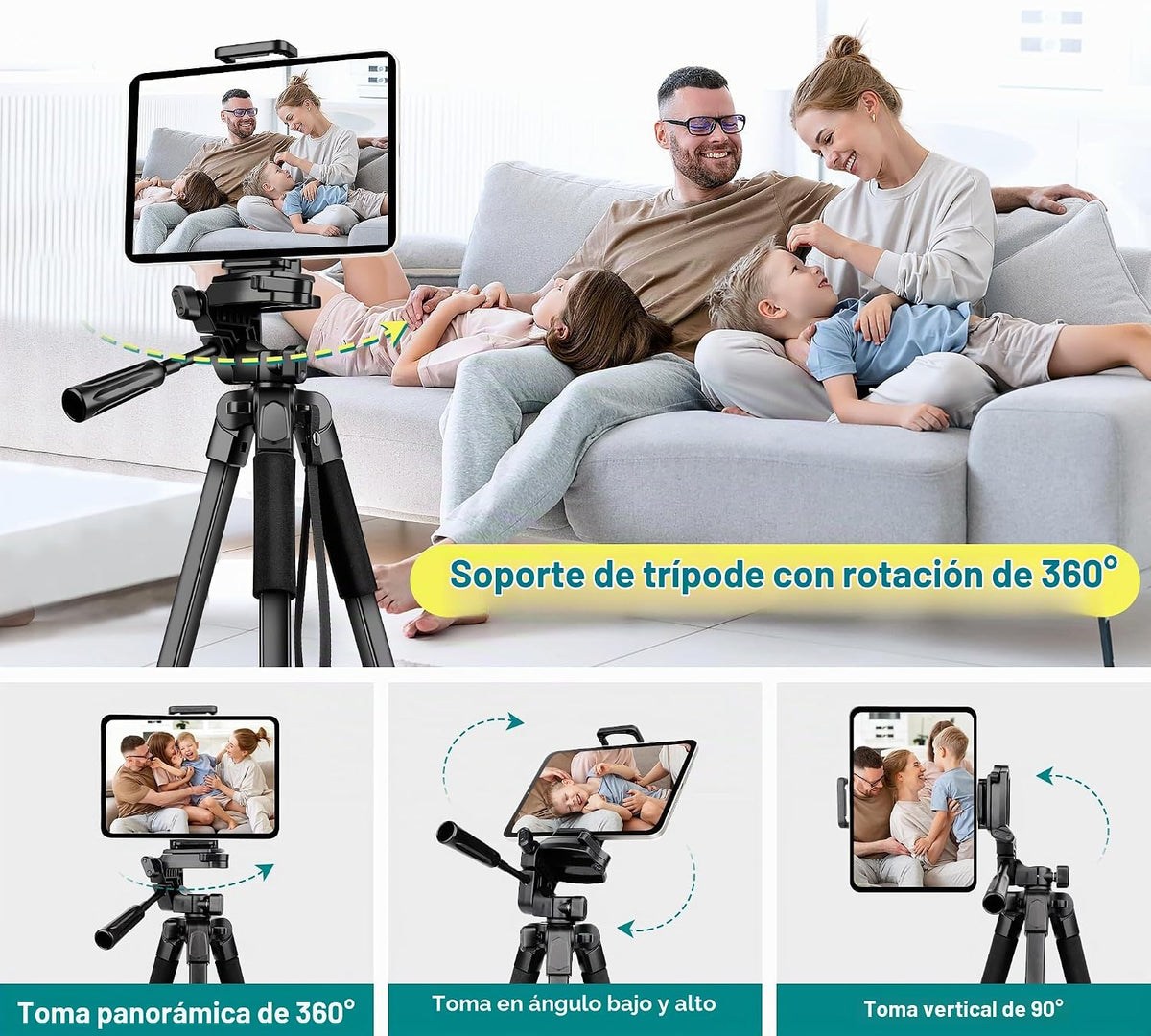 JOILCAN Trípode para Teléfono, Soporte de Trípode de Cámara de 67" para iPhone iPad, Trípodes de Viaje Profesionales de Aluminio con Control Remoto Inalámbrico y Bolsa de Transporte para Grabación de