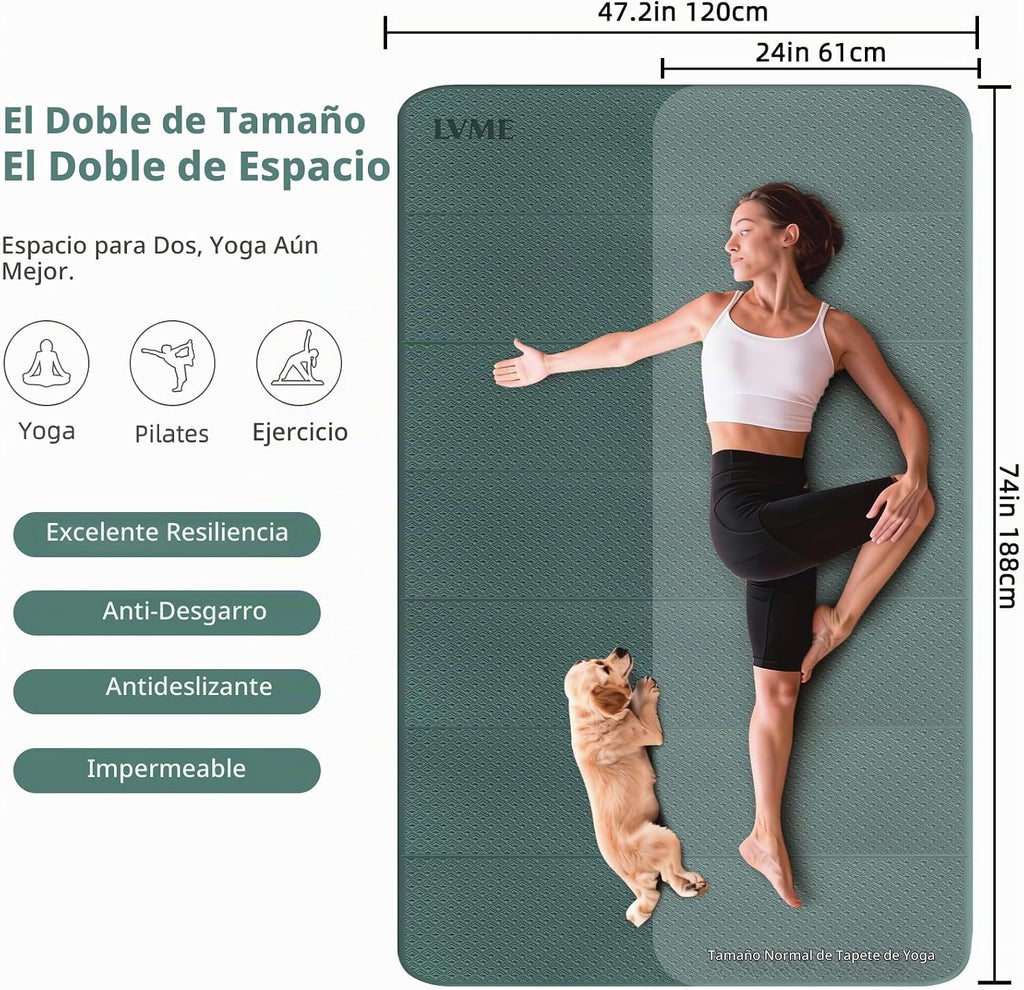 Tapete de Yoga Plegable 74"x47.2"x 0.4" – Tapete de Yoga Grande