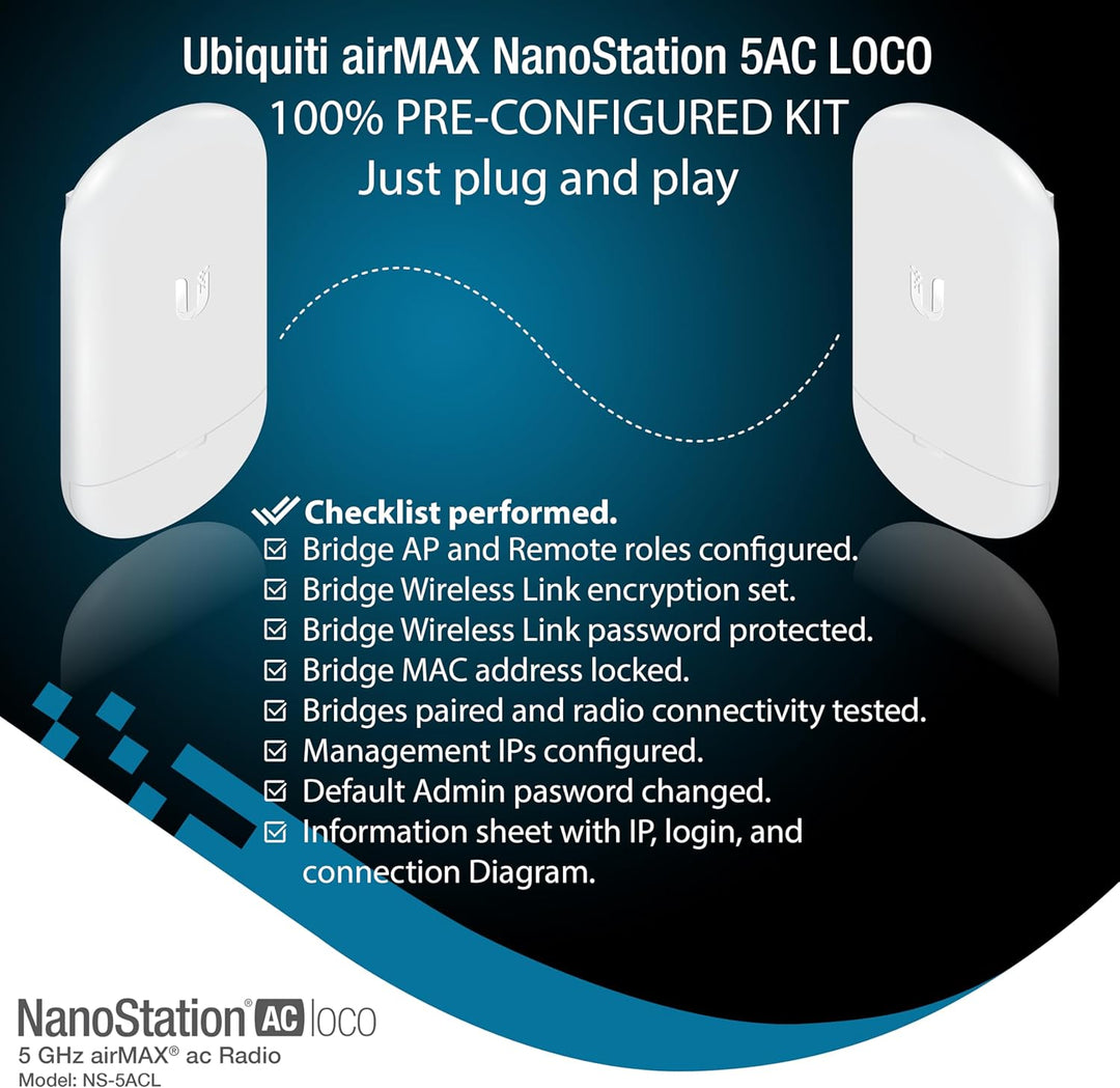 Puente inalámbrico Ubiquiti LOCO5AC PRE-CONFIGURADO