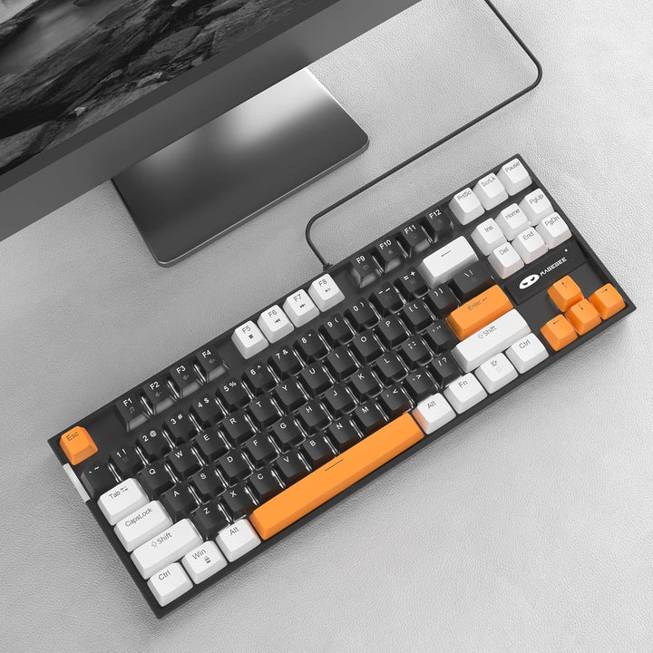 MageGee Teclado mecánico 75% para juegos, interruptor marrón, retro...